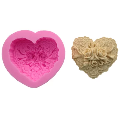 SILIKONSKI KALUP 1149 SRCE RUŽA 10,9x9,1x4,3cm