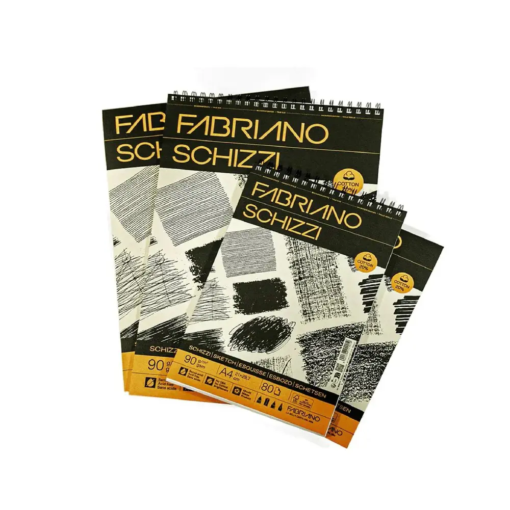 BLOK SPIRALA ZA SKICIRANJE FABRIANO A4 90g 80L 20% PAMUK